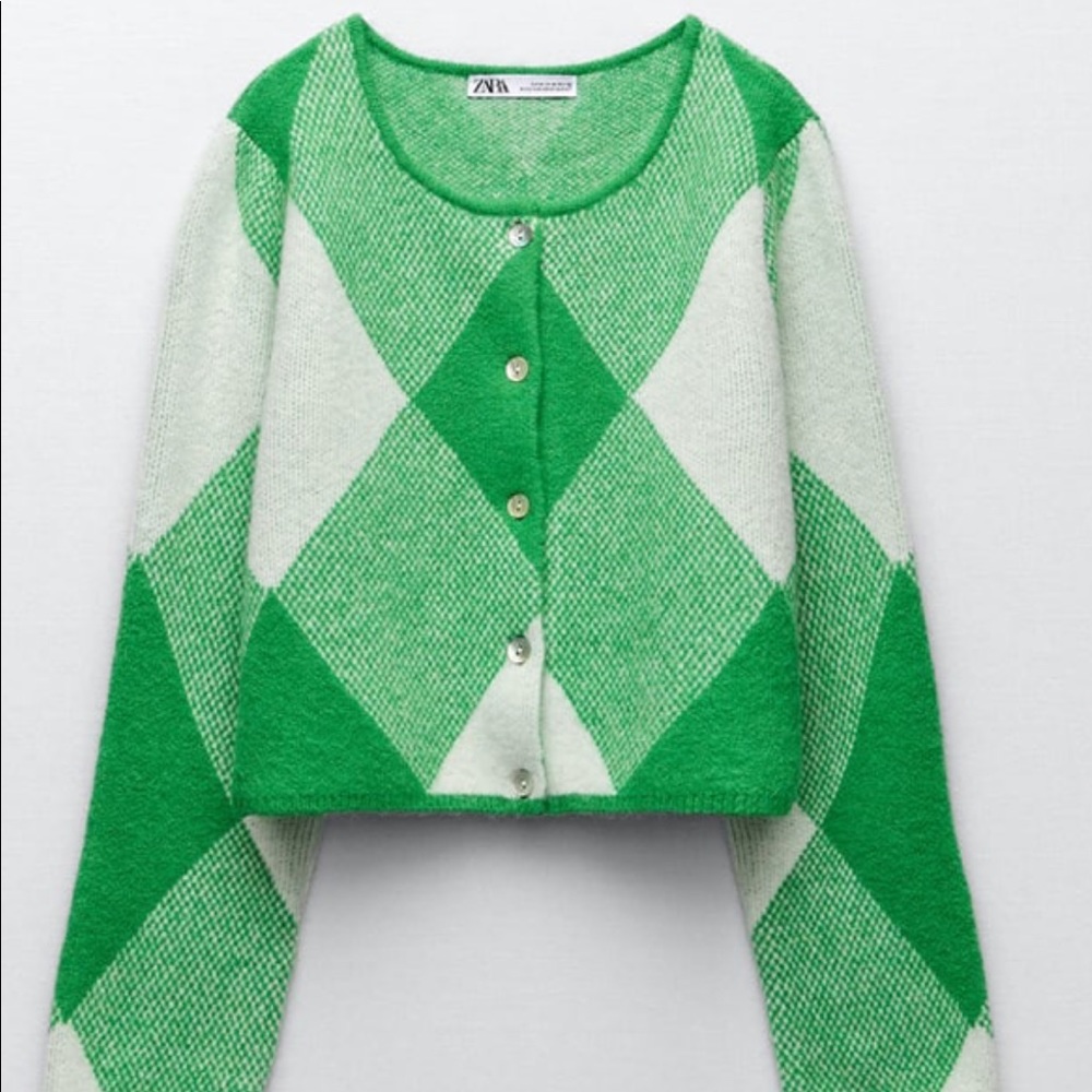 Zara  jacquard knit cardigan sweater size medium